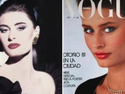 Nastasia Urbano, in a Yves Saint Laurent campaign (l) and on the cover of Vogue (r).