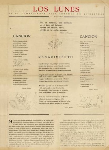 Primera edició d''España en el corazón', de Pablo Neruda, imprès al monestir de Montserrat per l'Exèrcit republicà.