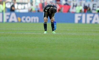 Messi, depois de terminar o jogo contra Islândia.