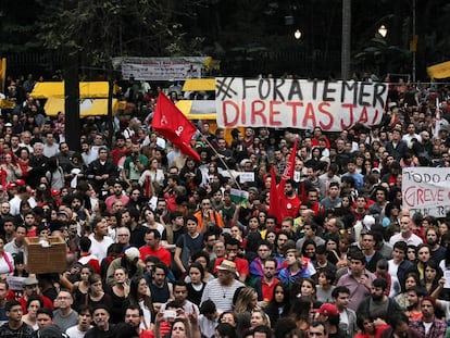 Protesto contra Michel Temer em São Paulo, no último domingo.