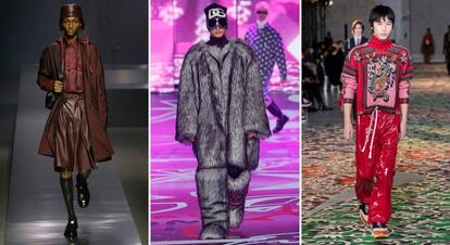 Diseños de Fendi, Dolce&Gabbana y Etro en la semana de la moda de Milán celebrada en enero de 2022.