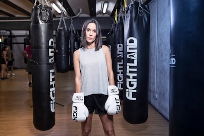 La presentadora, antes de practicar boxeo. 