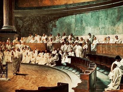 Cicerón en el Senado, fresco de Cesare Maccari (1840-1919).