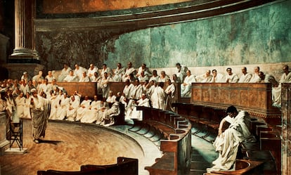 Cicerón en el Senado, fresco de Cesare Maccari (1840-1919).