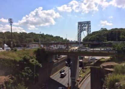 Vistas de las obras del puente George Washington, desde el lado de Nueva Jersey.