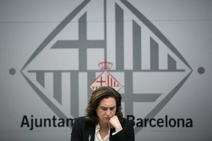 Ada Colau, durante un pleno telemático en el Ayuntamiento de Barcelona.