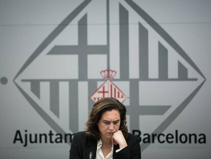 Ada Colau, durante un pleno telemático en el Ayuntamiento de Barcelona.