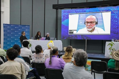 Intervención de Salvatore Mancuso durante la Audiencia Única de Verdad de la JEP, en Montería, el 10 de mayo de 2023.