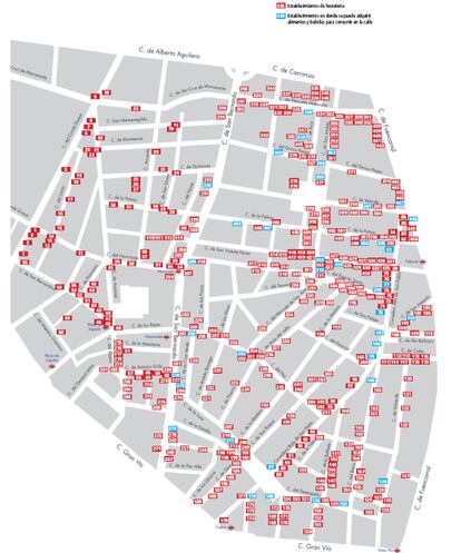 Mapa de locales en Malasaña diseñado por ACIBU.