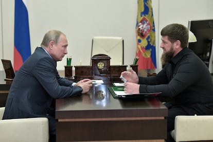 El presidente ruso, Vladímir Putin, y el presidente checheno, Ramzán Kadírov, en agosto de 2019.