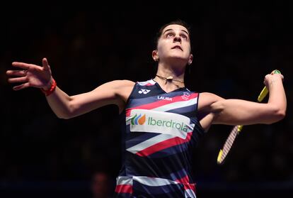 Carolina Marín, durante la final ante la japonesa Akane Yamaguchi.