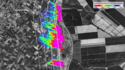 Distribución de la concentración de herbicida hacia el interior de Gaza.
