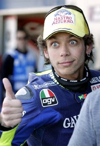 Valentino Rossi, a la conclusión de las carreras clasificatorias de ayer.