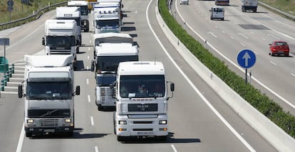 Protesta de transportistas en Valencia.