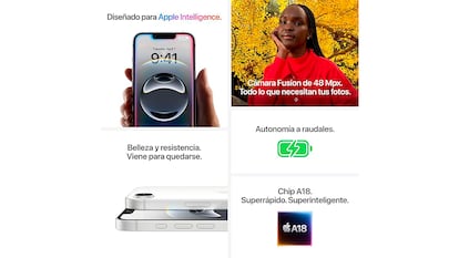 iPhone 16e sobre fondo blanco.