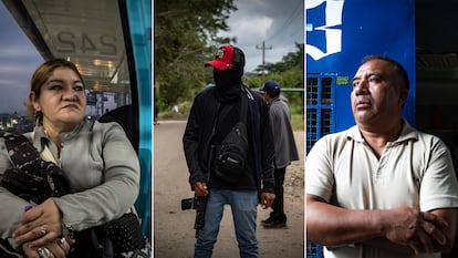 Adriana Quintana Torres, un guardia comunitario de Frontera Corozal y Pablo López Alavez.