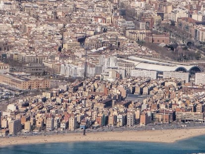 Aerial view of Barceloneta, Barcelona.