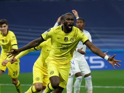 El alemán Antonio Rüdiger celebra un gol ante el Real Madrid, su nuevo equipo, el pasado 12 de abril.