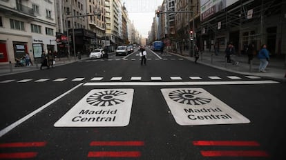 La entrada a Madrid Central desde la plaza de España. 