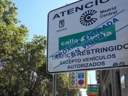 Indicaciones de entrada a la nueva zona de restricci&oacute;n de tr&aacute;fico denominada Madrid Central.
