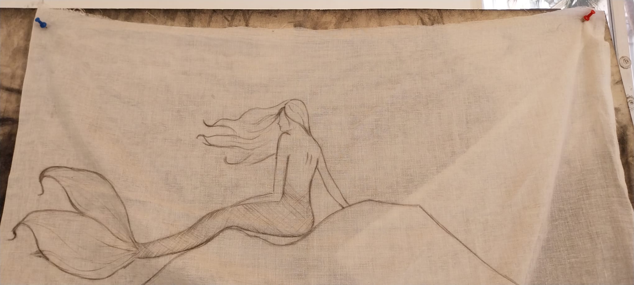 Dibujo de sirena en el MANN.