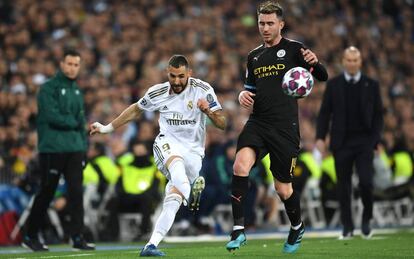 Benzema, durante el partido ante el Manchester City.