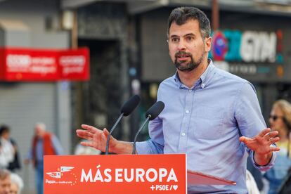 El secretario general del PSOE de Castilla y León, Luis Tudanca, durante un acto electoral en Burgos el pasado junio.