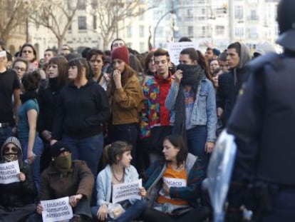 Protesta de estudiantes el pasado febrero en Valencia.