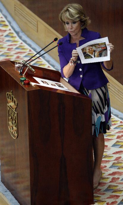 Esperanza Aguirre, en el debate de la Asamblea de Madrid.
