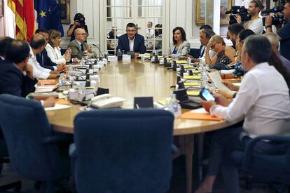 Reunión de los portavoces de los partidos en las Cortes Valencianas que ha retrasado la elección de la cúpula de RTVV.