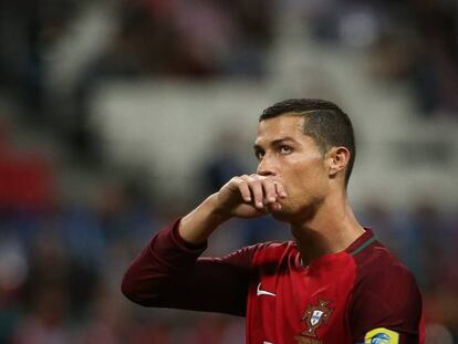 Cristiano Ronaldo, em um jogo da seleção portuguesa.