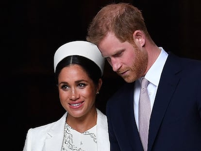 Harry da Inglaterra e Meghan Markle, em 11 de março de 2019 em Londres.