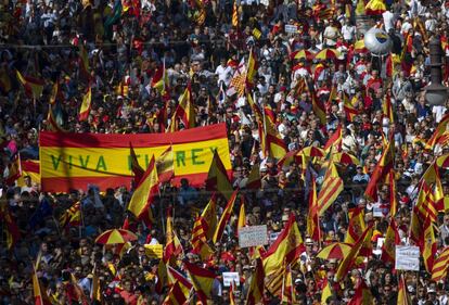 “Long live the king,” as seen on the flag above, was one of the slogans seen at Sunday’s march.