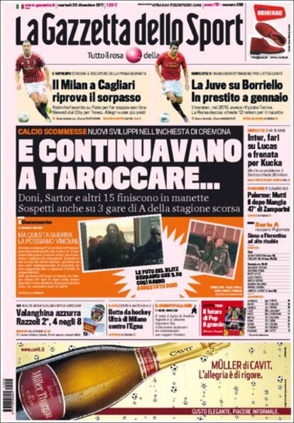Portada de 'La Gazzetta dello Sport'.