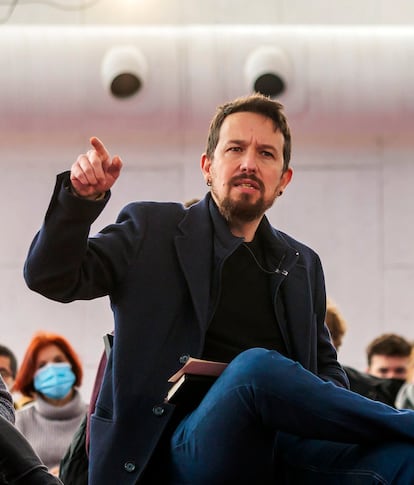 El exvicepresidente Pablo Iglesias en una charla sobre 'Bulos: la mentira como estrategia de las derechas' en Valladolid el pasado 1 de abril.