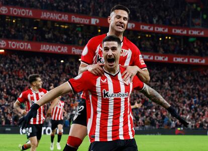 Guruzeta tras marcar el tercer gol del Athletic.  