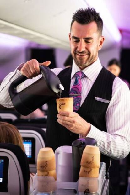 Tazas de café comestibles de la compañía aérea neozelandesa. 