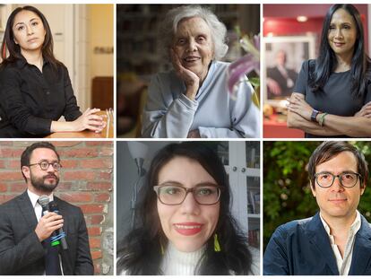 Desde la izquierda superior: Minerva Cuevas, Elena Poniatowska, Adela Navarro, Santiago Aguirre, Roselyn Lemus-Martin y Humberto Beck.