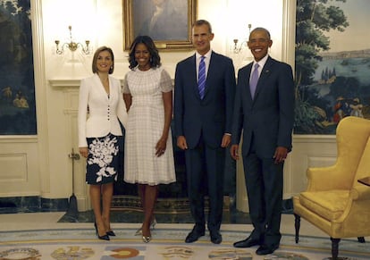 Los Reyes junto al entonces presidente de EE UU Barack Obama y la primera dama Michelle Obama, en Washington en septiembre de 2015.