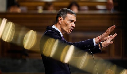 Pedro Sánchez, durante su intervención este miércoles en el Congreso.