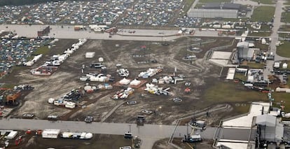 Vista aérea del festival Rock am Ring, en Mendig, Alemania.