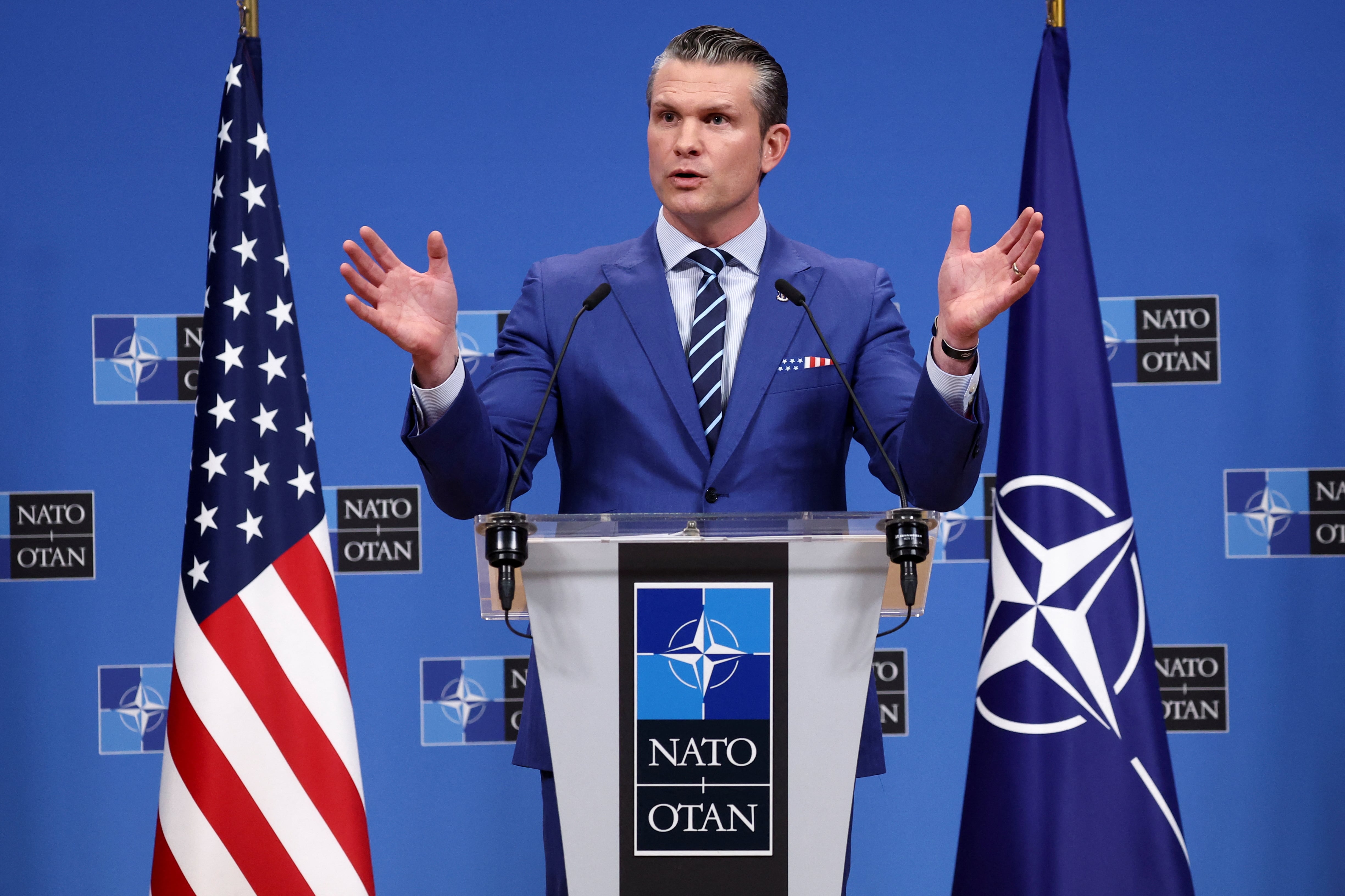 Pete Hegseth, secretario de Defensa de EE UU, en la sede de la OTAN, en Bruselas, el 13 de febrero.