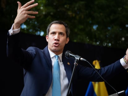 Juan Guaidó habla durante un acto en Caracas el 5 de enero.