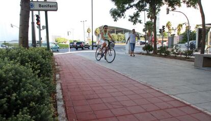 Un tramo del carril bici de Valencia.
