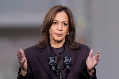 Kamala Harris, durante su discurso de concesión este miércoles en la Universidad Howard, en Washington.