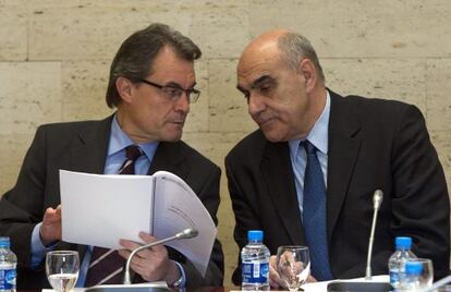 Artur Mas, hoy, junto a Salvador Alemany en el Palau de la Generalitat,