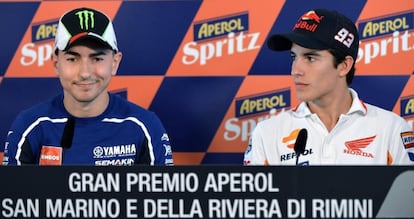 Lorenzo y Márquez, en el circuito de Misano.