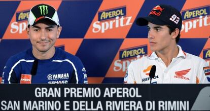 Lorenzo y Márquez, en el circuito de Misano.