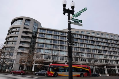 The building that housed office space of President Joe Biden's former institute, the Penn Biden Center, is seen at the corner of Constitution and Louisiana Avenue NW, in Washington, Tuesday, Jan. 10, 2023.