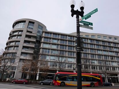 The building that housed office space of President Joe Biden's former institute, the Penn Biden Center, is seen at the corner of Constitution and Louisiana Avenue NW, in Washington, Tuesday, Jan. 10, 2023.